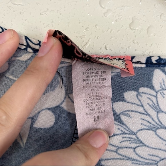 🦋C’est La Vie Blue Cream Floral Fit N Flare Mid Sleeve Mini Dress Medium Stretch - Picture 3 of 6